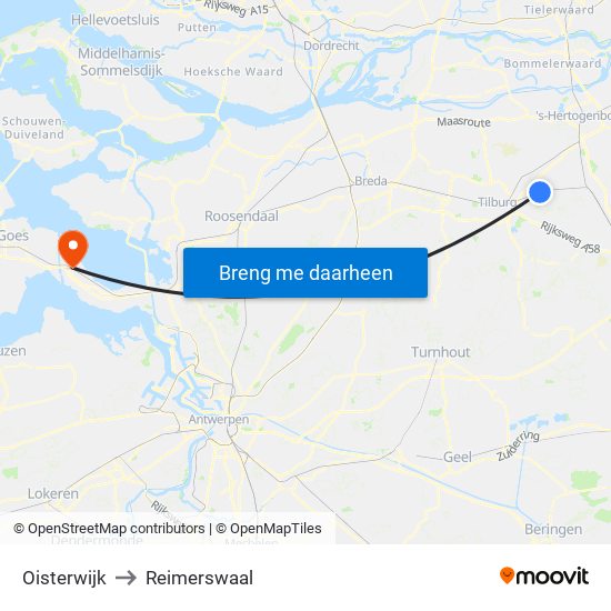 Oisterwijk to Reimerswaal map