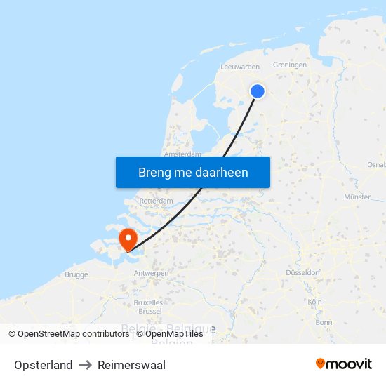 Opsterland to Reimerswaal map