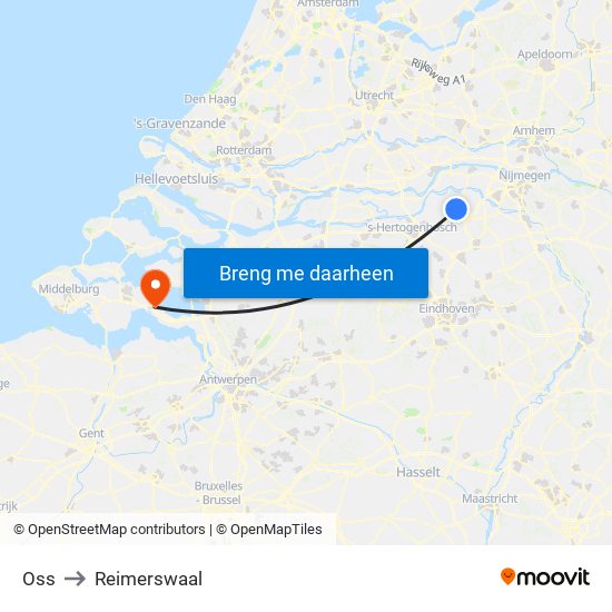 Oss to Reimerswaal map