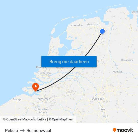 Pekela to Reimerswaal map