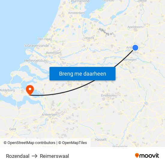 Rozendaal to Reimerswaal map