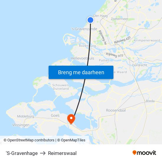 'S-Gravenhage to Reimerswaal map