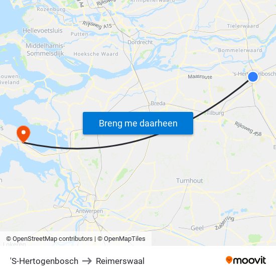 'S-Hertogenbosch to Reimerswaal map