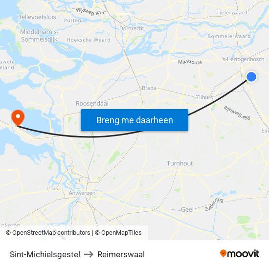 Sint-Michielsgestel to Reimerswaal map