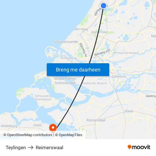 Teylingen to Reimerswaal map