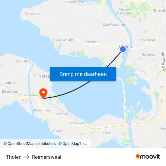 Tholen to Reimerswaal map