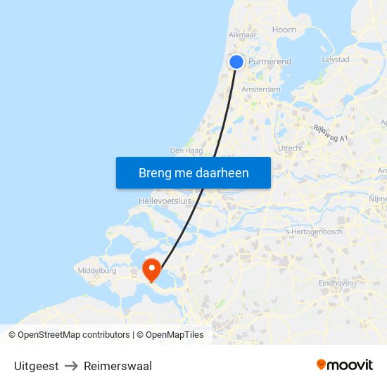 Uitgeest to Reimerswaal map