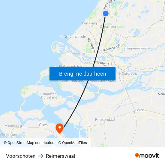 Voorschoten to Reimerswaal map
