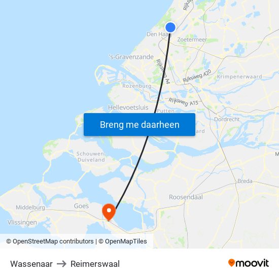 Wassenaar to Reimerswaal map