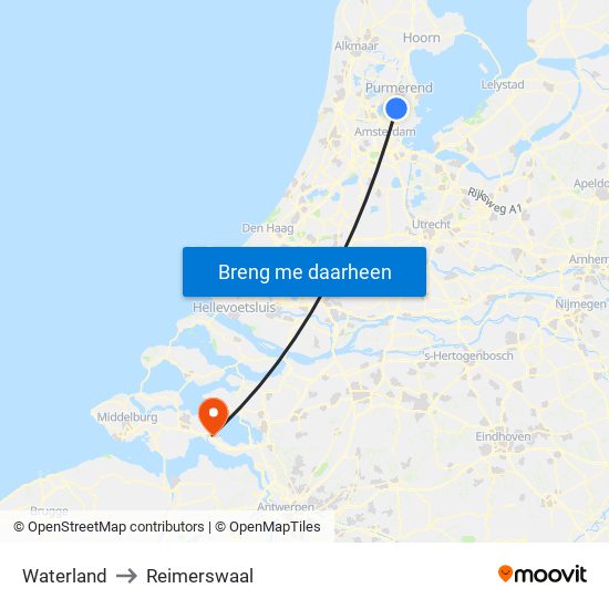 Waterland to Reimerswaal map