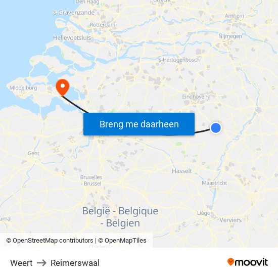Weert to Reimerswaal map