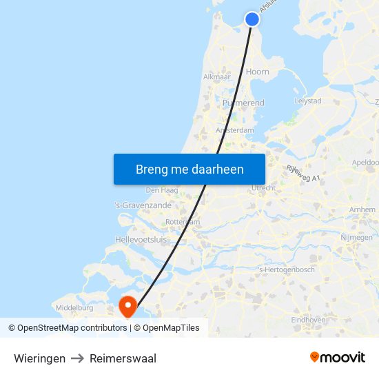 Wieringen to Reimerswaal map