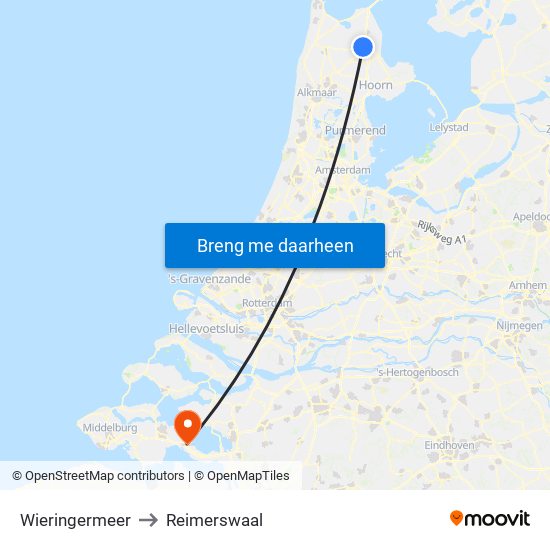 Wieringermeer to Reimerswaal map