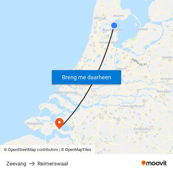 Zeevang to Reimerswaal map