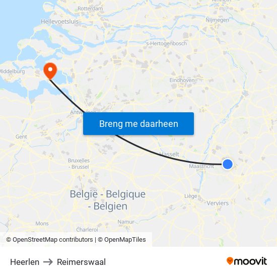 Heerlen to Reimerswaal map