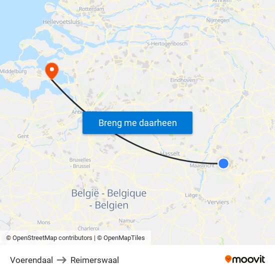 Voerendaal to Reimerswaal map