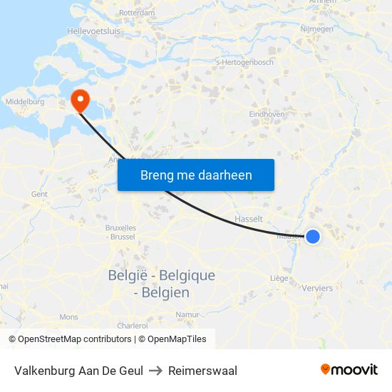 Valkenburg Aan De Geul to Reimerswaal map