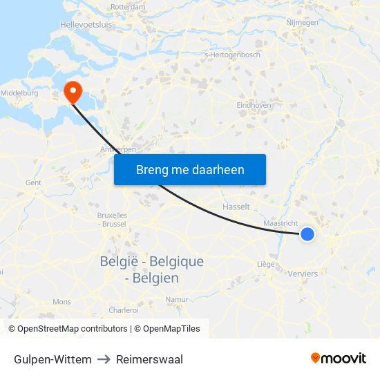 Gulpen-Wittem to Reimerswaal map