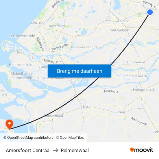 Amersfoort Centraal to Reimerswaal map