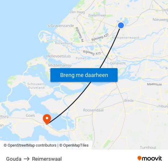 Gouda to Reimerswaal map