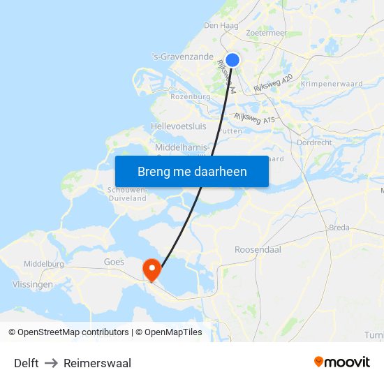Delft to Reimerswaal map