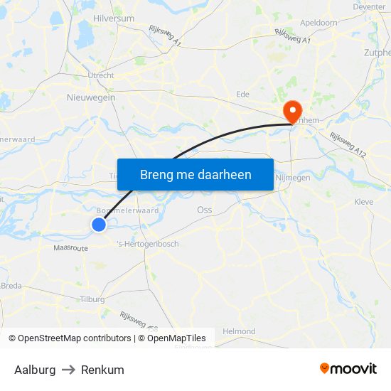 Aalburg to Renkum map