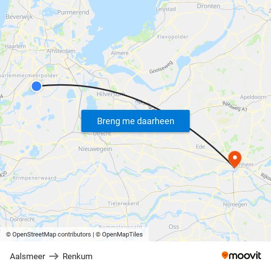 Aalsmeer to Renkum map