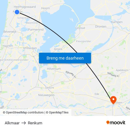 Alkmaar to Renkum map