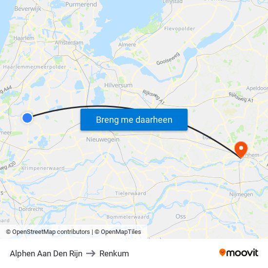 Alphen Aan Den Rijn to Renkum map