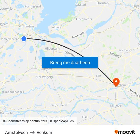 Amstelveen to Renkum map