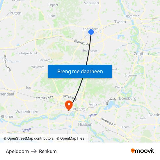 Apeldoorn to Renkum map