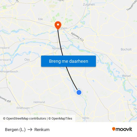 Bergen (L.) to Renkum map