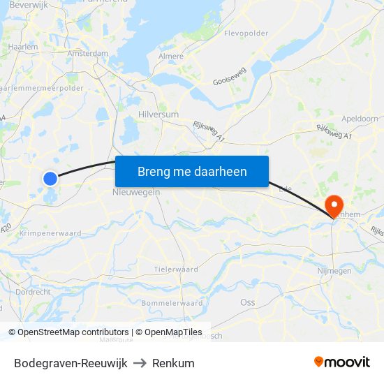 Bodegraven-Reeuwijk to Renkum map