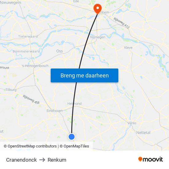 Cranendonck to Renkum map