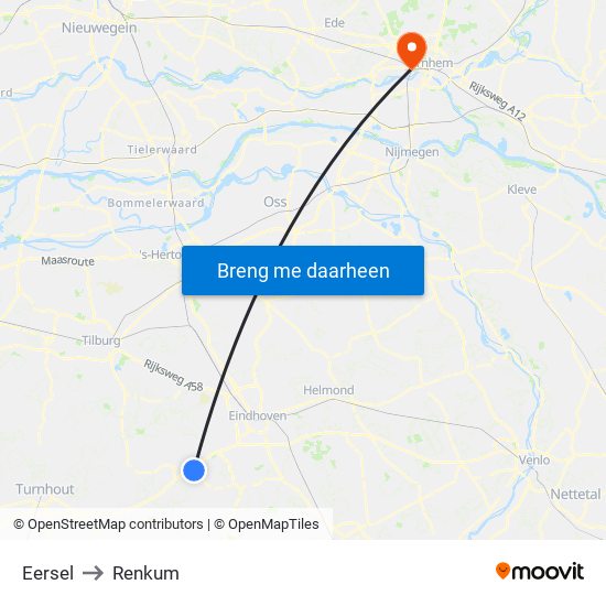 Eersel to Renkum map