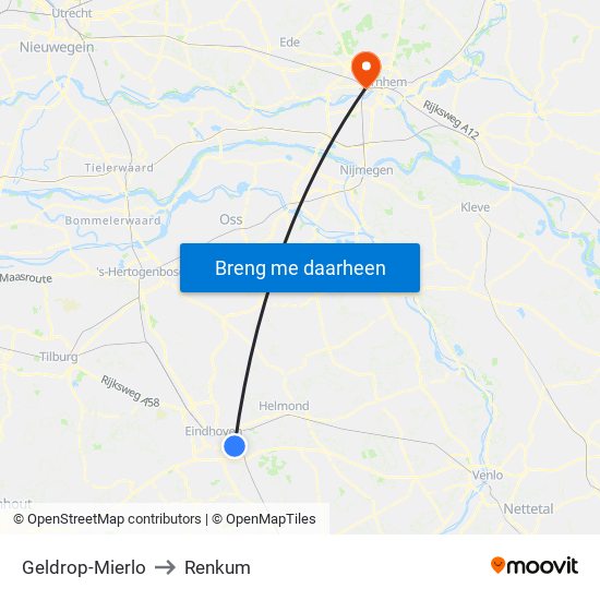 Geldrop-Mierlo to Renkum map