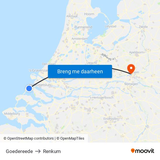 Goedereede to Renkum map