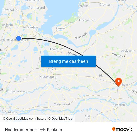 Haarlemmermeer to Renkum map