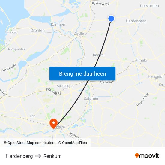 Hardenberg to Renkum map