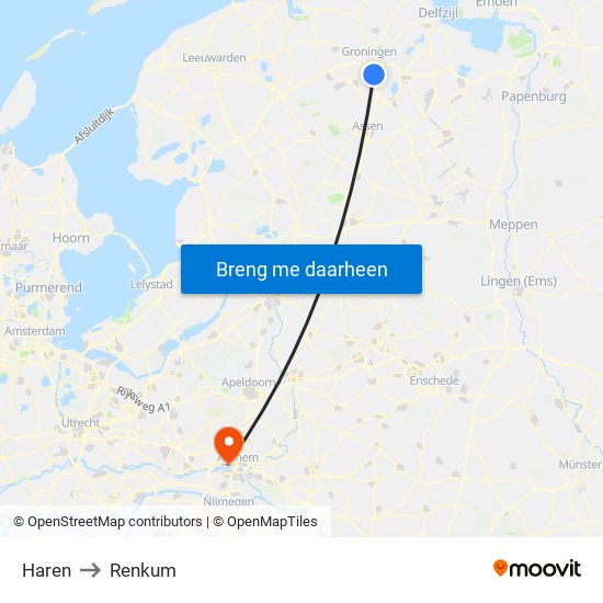 Haren to Renkum map