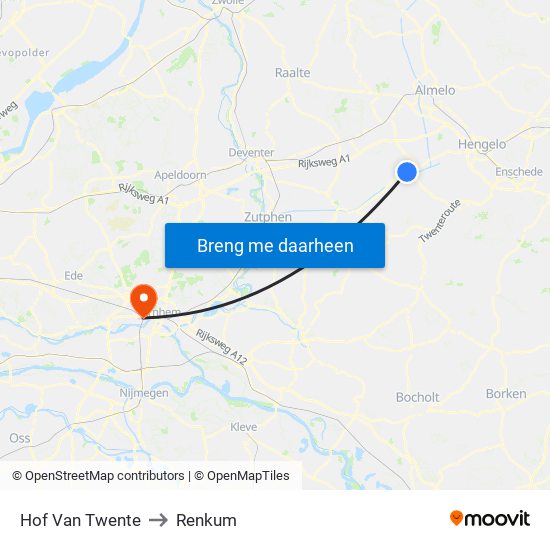 Hof Van Twente to Renkum map