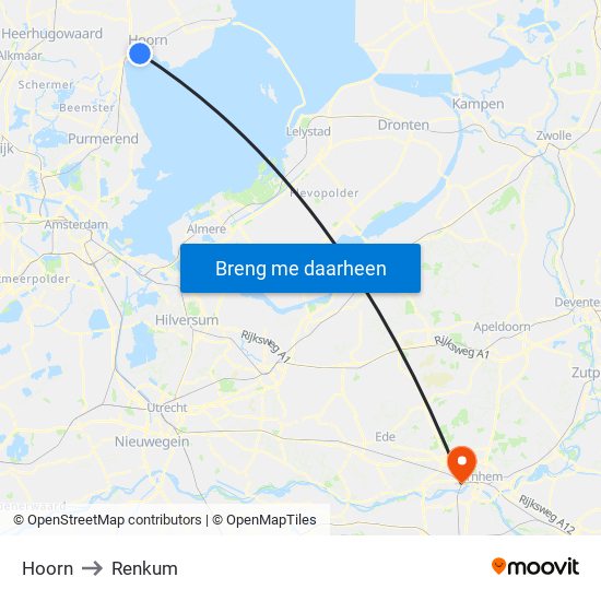 Hoorn to Renkum map