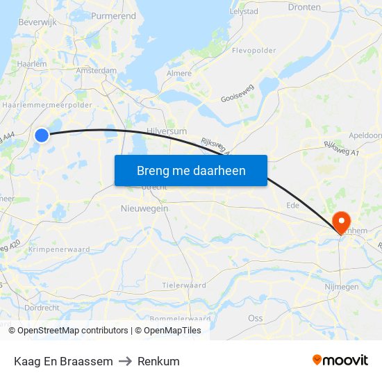 Kaag En Braassem to Renkum map