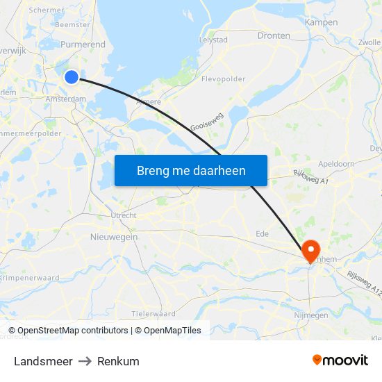 Landsmeer to Renkum map