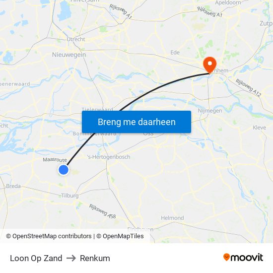 Loon Op Zand to Renkum map