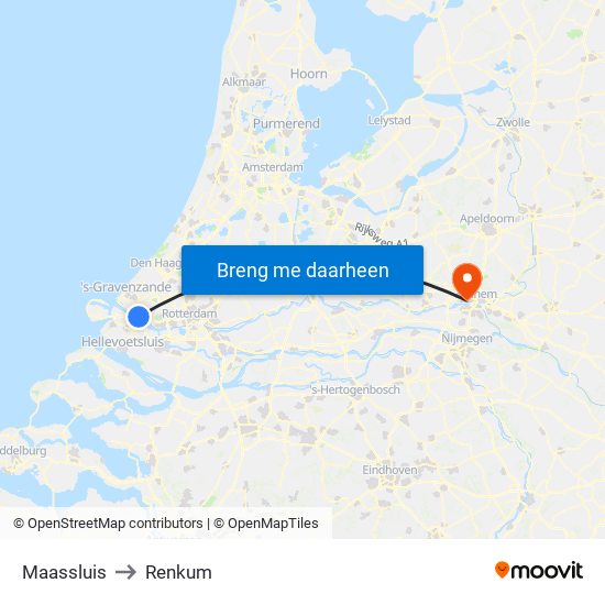 Maassluis to Renkum map