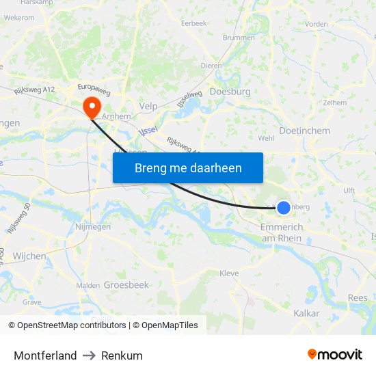 Montferland to Renkum map