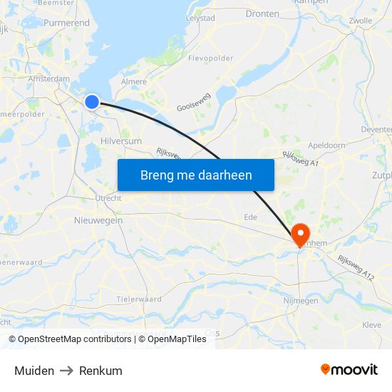 Muiden to Renkum map