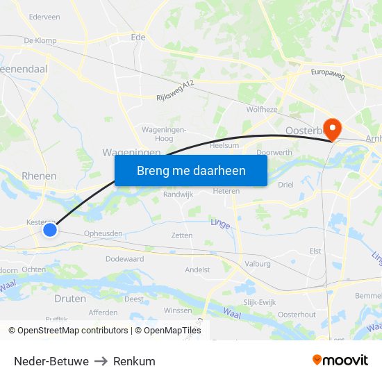 Neder-Betuwe to Renkum map