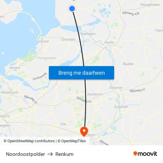 Noordoostpolder to Renkum map